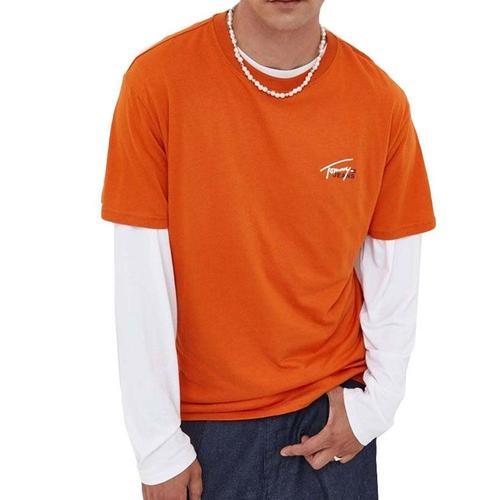 T-Shirt Orange Homme Tommy Hilfiger Small Flag on Productcaster.