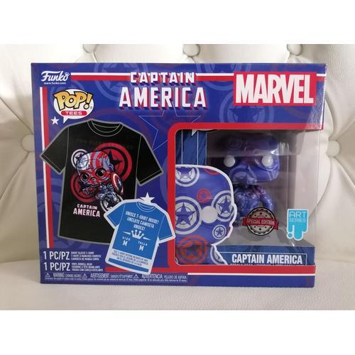 Captain America - Figurine Marvel Funko Pop Tees + T-Shirt (Taille ... on Productcaster.