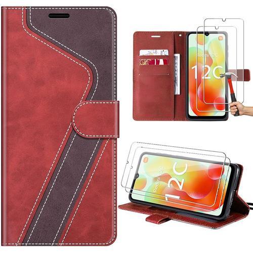 Coque + 2 Verres Trempés Pour Xiaomi Redmi 12c/11a, Rouge, Protecti... on Productcaster.