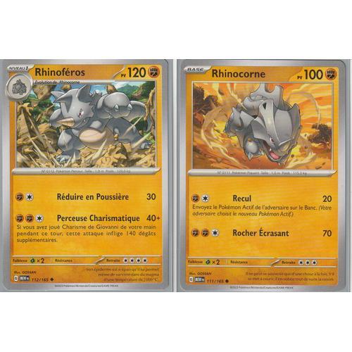 2 Cartes Pokémon Neuves - Rhinoféros 112/165 Et Rhinocorne 111/165 ... on Productcaster.