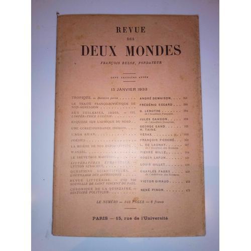 Revue Des Deux Mondes 15 Janvier 1933 on Productcaster.