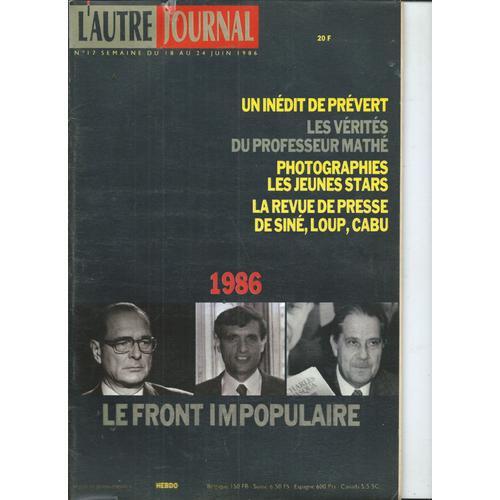 L'autre Journal 18/06/1986 Régis Franc, Cabu, Loup, Siné, Joris Ive... on Productcaster.