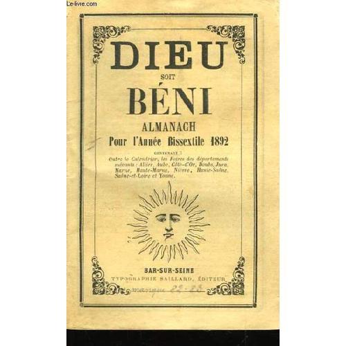 Dieu Soit Béni. Almanach Pour L'année 1892 on Productcaster.