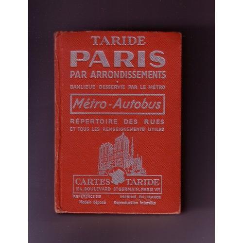 Guide Taride Paris Par Arrondissements, Plan-Guide De Paris on Productcaster.