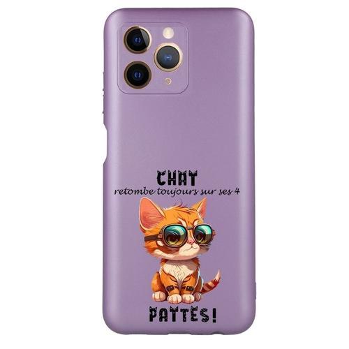 Coque Tpu Effet Metallique Violet Pour Iphone 11 Chat Pattes on Productcaster.