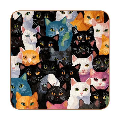 Lot de 6 dessous de verre carrés en forme de chat ? Dessous de verr... on Productcaster.