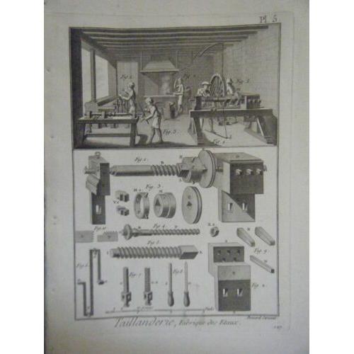 Gravure 18ème D' Epoque Metier Taillanderie Fabrique Des Etaux on Productcaster.