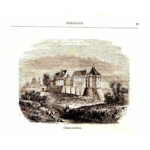 Gravure Sur Bois 19ème Chateau De Biron Dordogne on Productcaster.