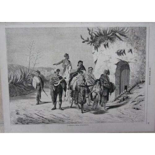 Gravure Sur Bois D' Apres Tableau De Achille Zo 19ème Les Bohemiens on Productcaster.