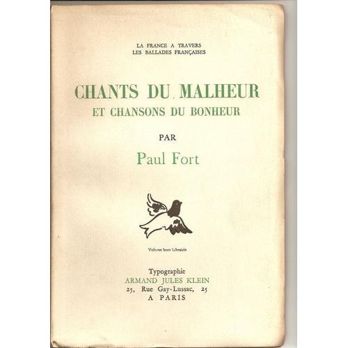 Chants Du Malheur Et Chansons Du Bonheur, Frontispice De Pierre Gir... on Productcaster.