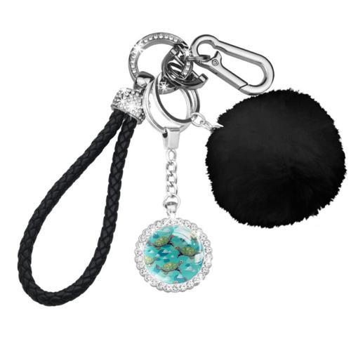 Porte-clés élégant avec motif tortue de mer, Mousqueton à pompons e... on Productcaster.