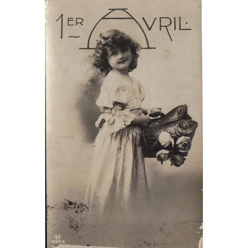 Carte Postale Ancienne, France, Fête, 1er Avril, Petite Fille, Pois... on Productcaster.