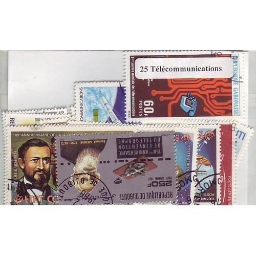 Telecommunications - Lot De 25 Timbres Differents Du Monde Entier on Productcaster.