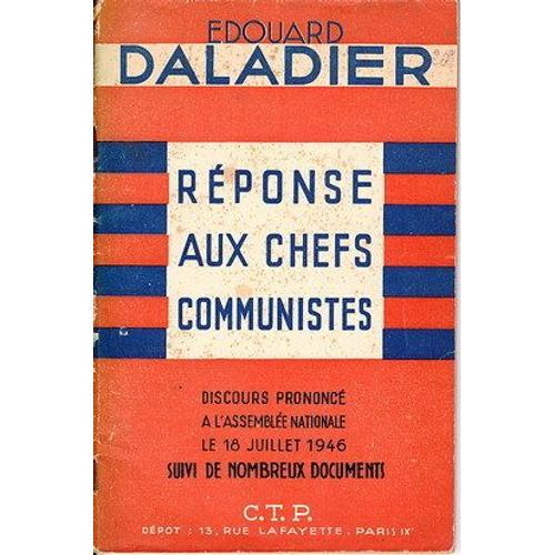 Réponse Aux Chefs Communistes (Discours Pronocé À L'assemblée Natio... on Productcaster.