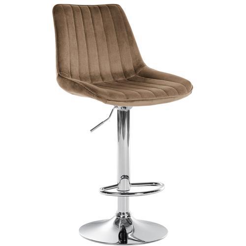 Tabouret De Bar Velours Ajustable Pivotant Velours Marron on Productcaster.