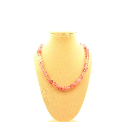 Collier Perles Strawberry Quartz De Madagascar Chaine En Acier Inox... on Productcaster.