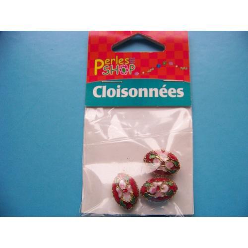 Perles Cloisonnées Olives Rouges - X 3 on Productcaster.