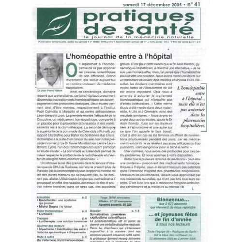 Pratiques De Santé N° 41 : L'homéopathie Entre À L'hôpital + L'urt... on Productcaster.