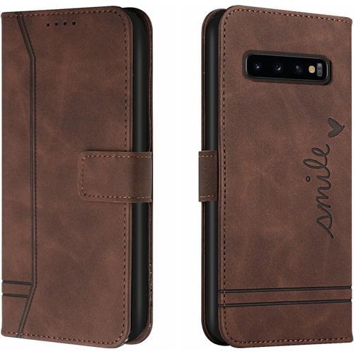 Coque Pour Galaxy S10 Plus / S10+, Etui Cuir Avec Magnetique, Flip ... on Productcaster.