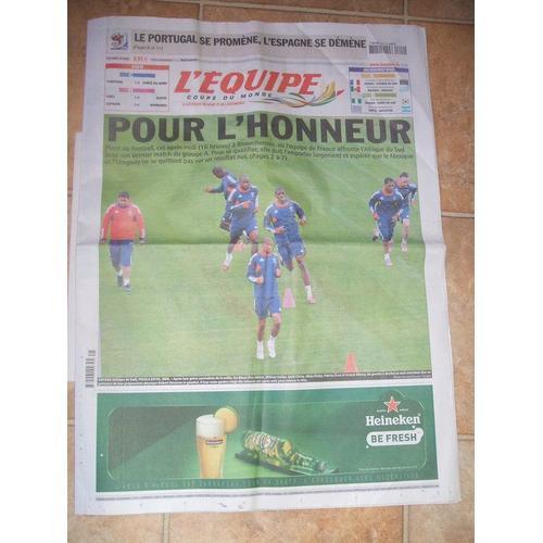 L'equipe Coupe Du Monde N° 20435 : Pour L'honneur France - Afriqu... on Productcaster.