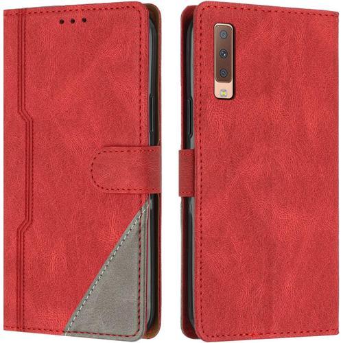 Coque Pour Galaxy A7 2018, Housse En Cuir Pu Portefeuille, Etui De ... on Productcaster.