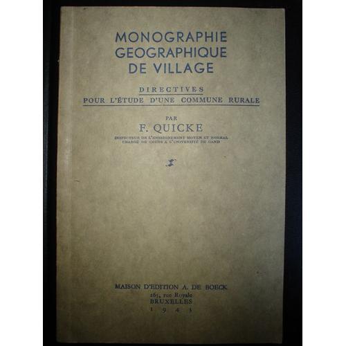 Monographie Géographique De Village - Directives Pour L'étude D'une... on Productcaster.