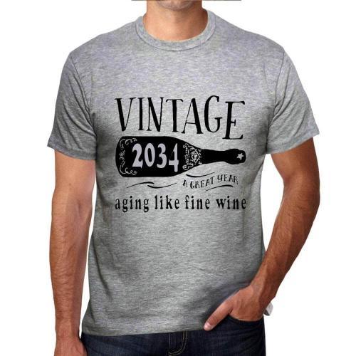 Homme Tee-Shirt Vieillir Comme Un Bon Vin 2034 - Aging Like A Fine ... on Productcaster.