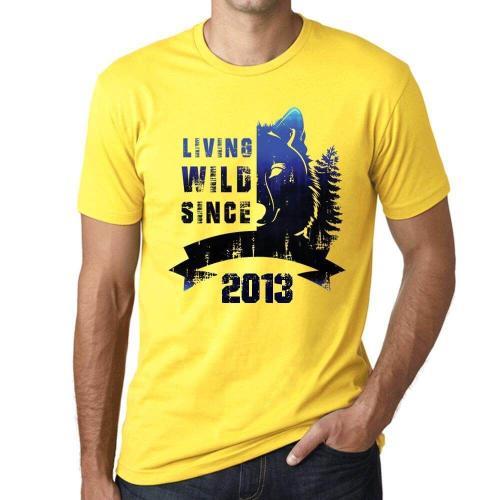 Homme Tee-Shirt Vivre À L'état Sauvage Depuis 2013 - Living Wild Si... on Productcaster.