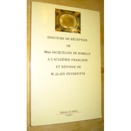 Discours De Réception De Mme Jacqueline De Romilly À L'académie Fra... on Productcaster.