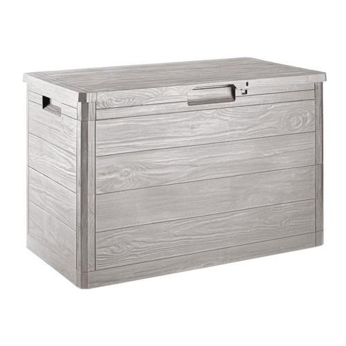 Coffre De Jardin 160l 77 X 44 X 53 Cm Gris Taupe Effet Bois Resine ... on Productcaster.