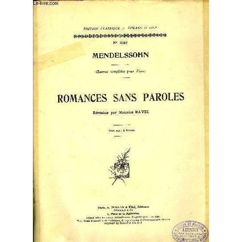 Romances Sans Paroles on Productcaster.