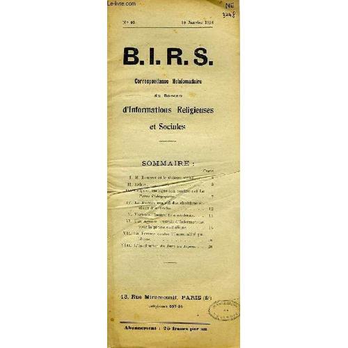 B.I.R.S., Correpondance Hebdomadaire, N° 93, Jan. 1910 on Productcaster.