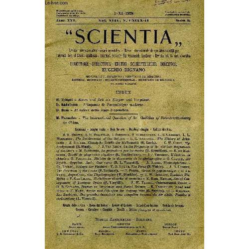 Scientia, Year Xxii, Vol. Xliv, N° Cxcix-11, Serie Ii, 1928, Rivist... on Productcaster.