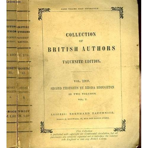 Second Thoughts (Vol. 1908, 1909), In Two Volumes, Volumes I & Ii on Productcaster.