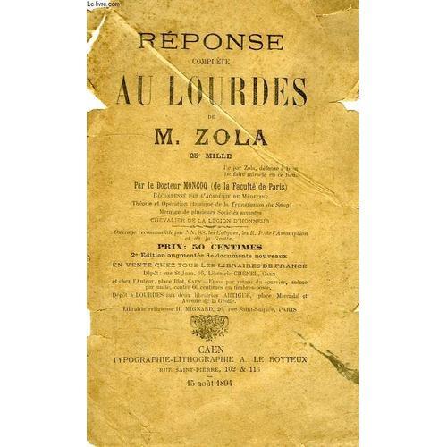 Reponse Complete Au Lourdes De M. Zola on Productcaster.