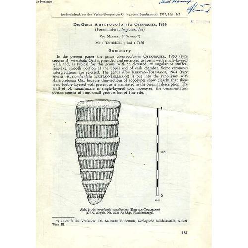 Das Genus Austrocolonia Oberhauser, 1966, (Foraminifera, Nolosariid... on Productcaster.