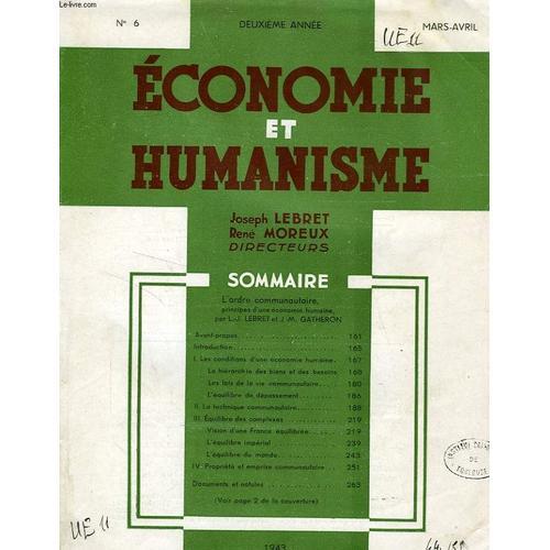 Economie Et Humanisme, 2e Annee, N° 6, Mars-Avril 1943 on Productcaster.