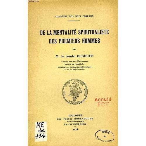 De La Mentalite Spiritualiste Des Premiers Hommes on Productcaster.