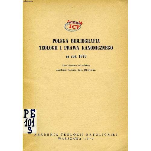 Polska Bibliografia Teologii I Prawa Kanonicznego, Za Rok 1970 on Productcaster.