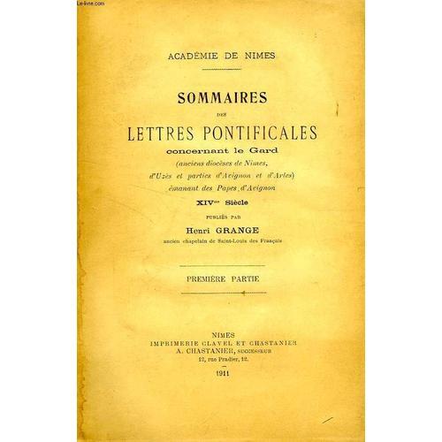 Sommaires Des Lettres Pontificales Concernant Le Gard, 2 Tomes on Productcaster.