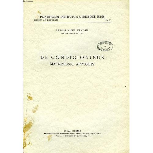 De Condicionibus Matrimonio Appositis on Productcaster.