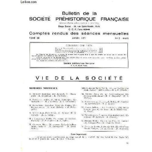 Bulletin De La Societe Prehistorique Francaise - Comptes Rendus Des... on Productcaster.