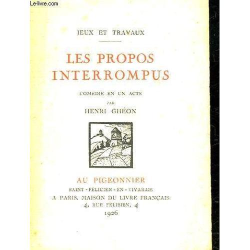 Les Propos Interrompus on Productcaster.