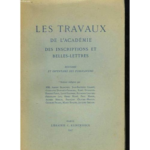 Les Travaux De L'académie Des Inscriptions Et Belles-Lettres. Histo... on Productcaster.