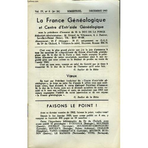 La France Généalogique. N°24, 4ème Année : Allas - Chaigneau on Productcaster.