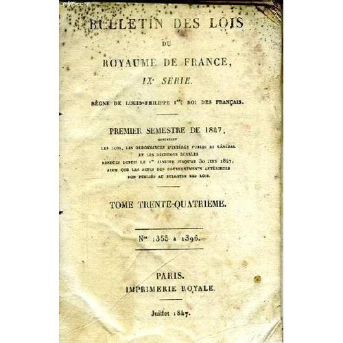 Bulletin Des Lois Du Royaume De France. Tome Xxxiv : Ixème Série : ... on Productcaster.