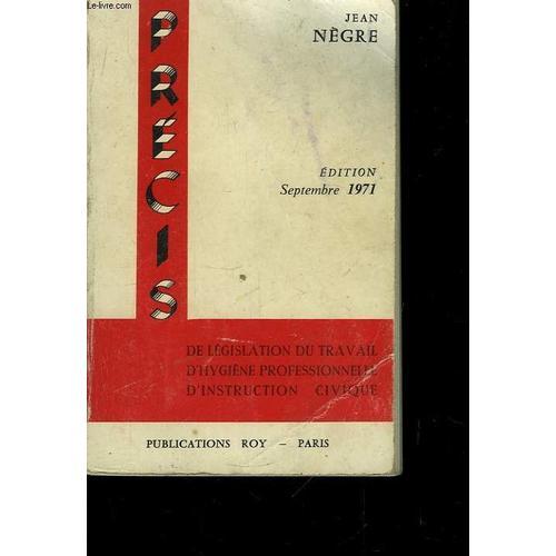 Précis De Législation Du Travail, D'hygiène Professionelle D'instru... on Productcaster.