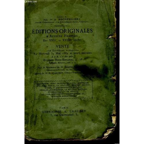 Bibliographie Des Editions Originales D'auteurs Français, Des Xviie... on Productcaster.