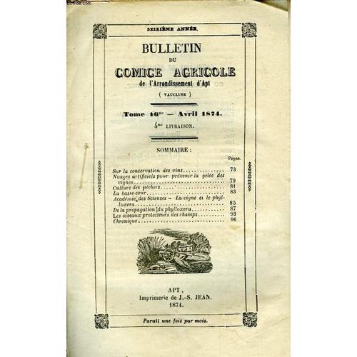 Bulletin Du Comice Agricole De L'arrondissement D'apt (Vaucluse). T... on Productcaster.