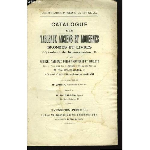 Catalogue Des Tableaux Anciens Et Modernes, Bronzes Et Livres Dépen... on Productcaster.